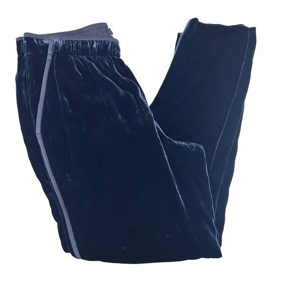 Lafayette 148 New York Navy Blue Velour Velvet Pants Sz M